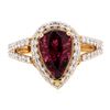 Image 2 : 3.40 ctw Pear Brilliant Rubellite And Round Brilliant Cut Diamond Ring - 18KT Ro
