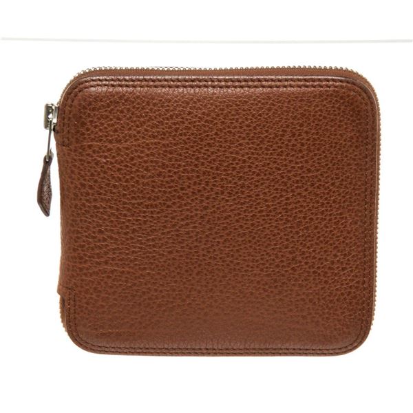 Hermes Brown Leather Folding Silky Wallet