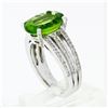 Image 9 : 18K White Gold 4.74 ctw Oval Peridot Solitaire & Diamond Double Split Shank Ring