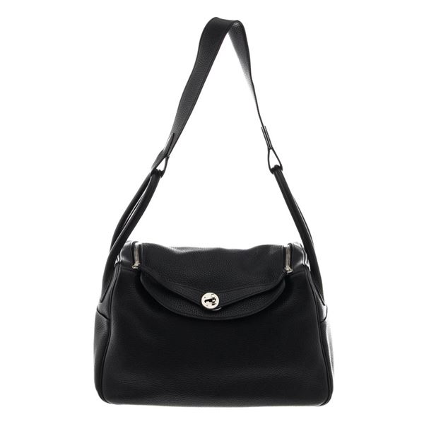 Hermes Black Clemence Lindy 34cm Shoulder Bag