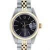 Image 1 : Rolex Ladies 2 Tone Factory Black Tapestry Datejust Wristwatch