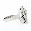 Image 5 : Fancy Antique Art Deco Platinum 1.24 ctw Diamond Flower Leaf Dinner Cocktail Rin