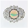 Image 4 : Vintage 14k Gold 7.50 ctw Round Cabochon Opal & Diamond Cocktail Statement Ring