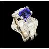 Image 4 : 2.26 ctw Tanzanite and Diamond Ring - 14KT White Gold