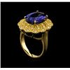 Image 4 : 14KT Yellow Gold 7.38 ctw Tanzanite and Diamond Ring