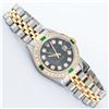 Image 3 : Rolex Ladies 2 Tone Green Vignette Diamond Datejust Wristwatch