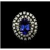 Image 2 : 14KT White Gold 4.20 ctw Tanzanite and Diamond Ring