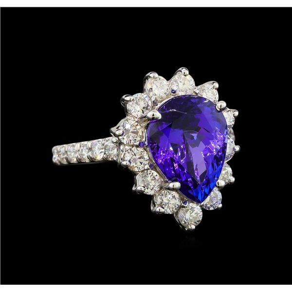 14KT White Gold 4.48 ctw Tanzanite and Diamond Ring