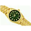 Image 3 : Rolex Mens President 18K Yellow Gold Green Vignette VVS 36MM Box Booklets