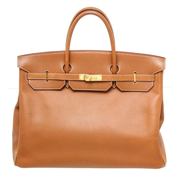 Hermes Brown Leather Birkin 40cm Satchel Bag