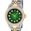 Image 1 : Rolex 2T YG/SS Green Vignette VS 1 ctw Diamond Oyster Perpetual Datejust Wristwa