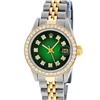 Image 2 : Rolex 2T YG/SS Green Vignette VS 1 ctw Diamond Oyster Perpetual Datejust Wristwa