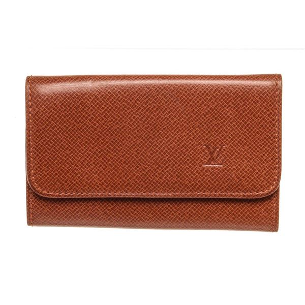 Louis Vuitton Brown Leather 6 key Holder Wallet