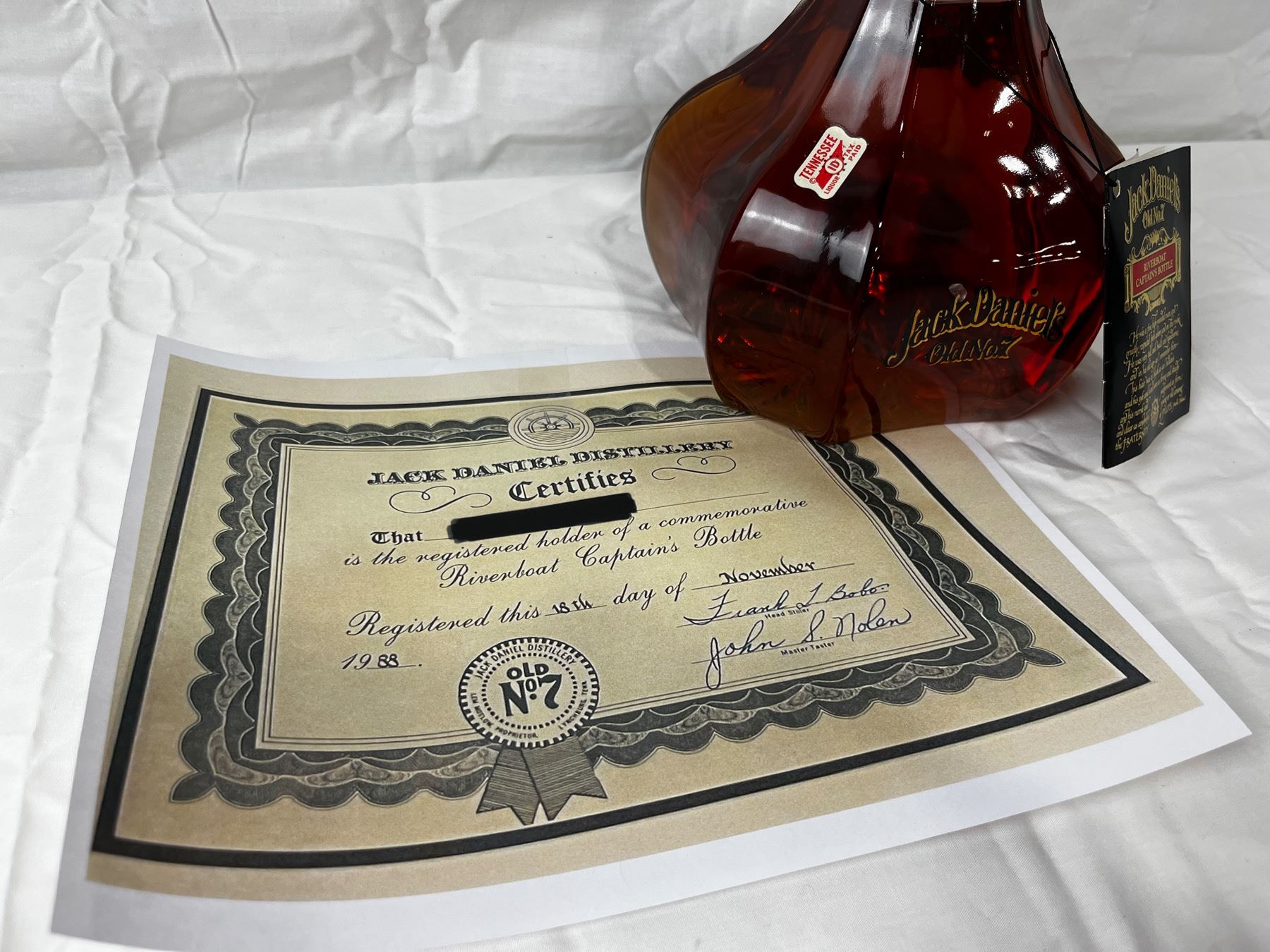 Jack Daniel's Riverboat Captains Bottle 1988