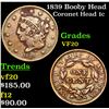 Image 1 : 1839 Booby Head Coronet Head Large Cent 1c Grades vf, very fine