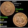 Image 1 : 1867 Indian Cent 1c Grades g+