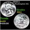 Image 1 : 1942-s Washington Quarter 25c Grades GEM+ Unc