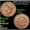 Image 1 : 1837 Coronet Head Large Cent sm letters 1c Grades vf, very fine