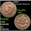 Image 1 : 1826 Coronet Head Large Cent 1c Grades vf, very fine