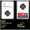 Image 1 : Proof NGC 1963 Jefferson Nickel 5c Graded pr68 By NGC
