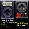 Image 1 : Proof 1986-S Liberty Modern Commem Half Dollar 50c Graded GEM++ Proof Deep Cameo By USCG
