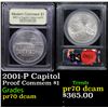 Image 1 : Proof 2001-P Capitol Modern Commem Dollar $1 Graded GEM++ Proof Deep Cameo By USCG