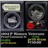 Image 1 : Proof 1994-P Women Veterans Modern Commem Dollar $1 Graded GEM++ Proof Deep Cameo By USCG
