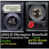 Image 1 : Proof 1995-S Olympics Baseball Modern Commem Half Dollar 50c Graded GEM++ Proof Deep Cameo By USCG