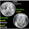 1988 Silver Eagle Dollar $1 Grades GEM+++ Unc