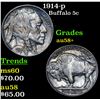 1914-p Buffalo Nickel 5c Grades Choice AU/BU Slider+