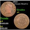 Image 1 : 1812 Classic Head Large Cent 1c Grades g, good