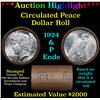 Image 1 : ***Auction Highlight***  AU/BU Slider Shotgun Peace $1 Roll 1924 & P Ends Virtually UNC (fc)