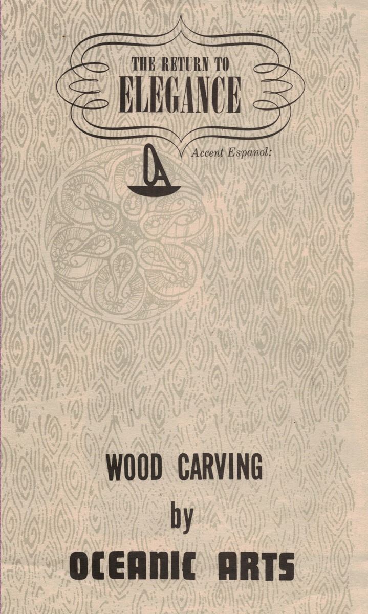 OCEANIC ARTS PRODUCTION CARVING SPECIALTY CATALOG