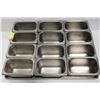 Image 1 : TWELVE 1/9 SIZE STAINLESS STEEL INSERTS W/ TRAY-4"