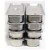 Image 1 : EIGHT 1/3 SIZE STAINLESS STEEL INSERTS W/ LIDS-4"