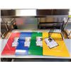 Image 2 : SET OF 4 MIXED COLOURED CUTTING BOARDS & RACK