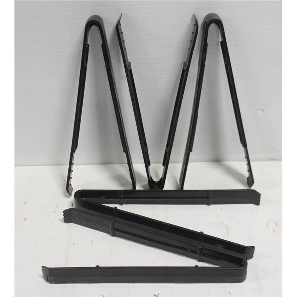 LOT OF 5 SETS OF 9  BLACK SERVING/CATERING TONGS