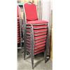 Image 1 : 10 STACKING RED FABRIC CHAIRS W/ CUSHIONS