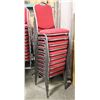 Image 1 : 10 STACKING RED FABRIC CHAIRS W/ CUSHIONS