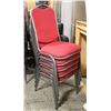 Image 1 : 5 STACKING RED FABRIC CHAIRS W/ CUSHIONS