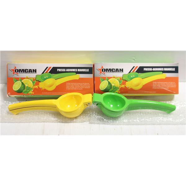 LOT OF 2 NEW OMCAN CITRUS SQUEEZERS - LEMON & LIME