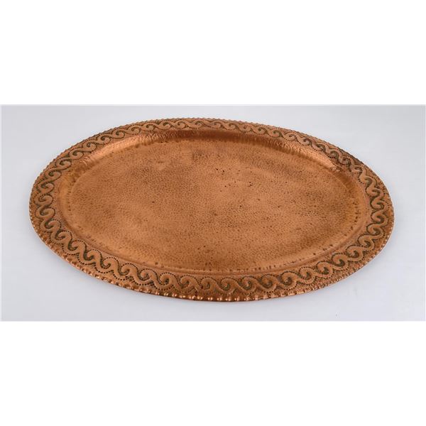 Arts Crafts Hammered Copper Platter Butte Montana
