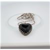Image 3 : Sterling Silver Jet Heart Necklace