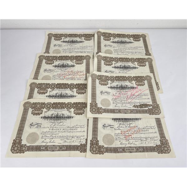 Fisher's Millinery Montana Stock Certificates