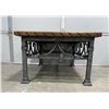 Image 5 : Wrought Iron Oak Slab Coffee Table