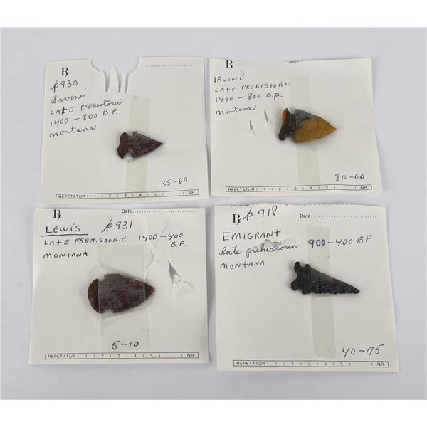Collection of Ancient Montana Indian Arrowheads