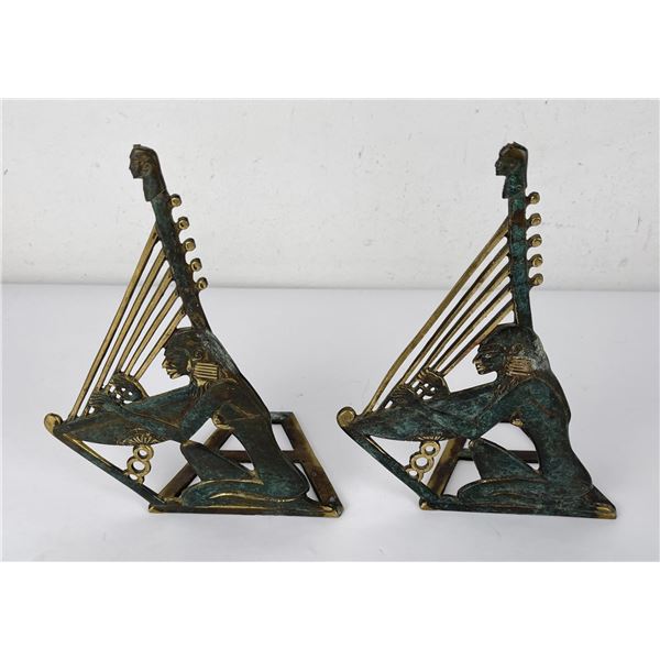 Vintage Egyptian Bookends Bronze