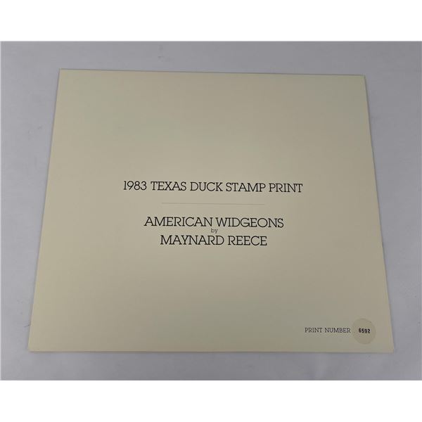 1983 Texas Duck Stamp Print Maynard Reece