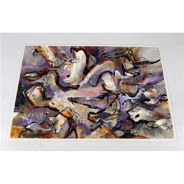 Bruce DeFoor Gouache Abstract Painting