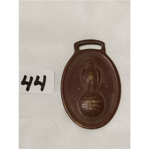 Antique Case tractor eagle on globe pocket watch fob